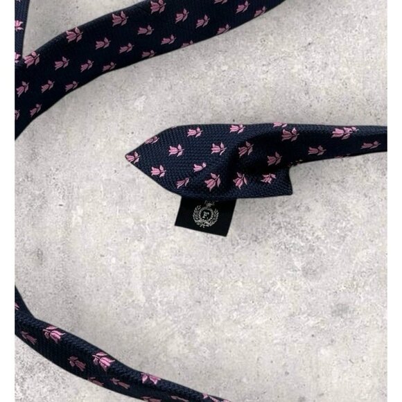 FAÇONNABLE Silk Tie FRANCE Navy Purple Floral W:3.6" EUC - Picture 4 of 6